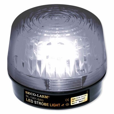 Seco-Larm Enforcer LED Strobe Light with Built-In Programmable Siren, Clear