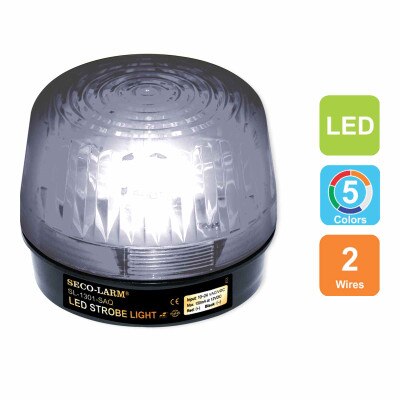 Seco-Larm Enforcer LED Strobe Light with Built-In Programmable Siren, Clear