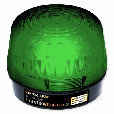 Seco-Larm Enforcer LED Strobe Light with Built-In Programmable Siren, Green