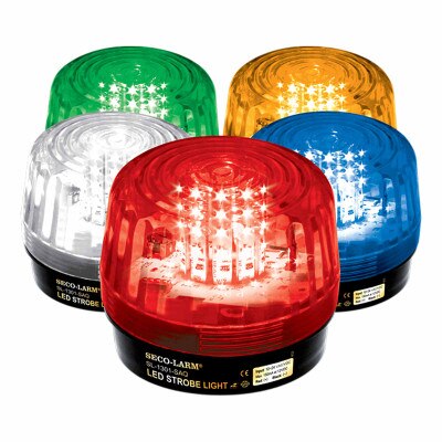 Seco-Larm Enforcer LED Strobe Light with Built-In Programmable Siren, Green