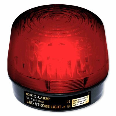 Seco-Larm Enforcer LED Strobe Light with Built-In Programmable Siren, Red