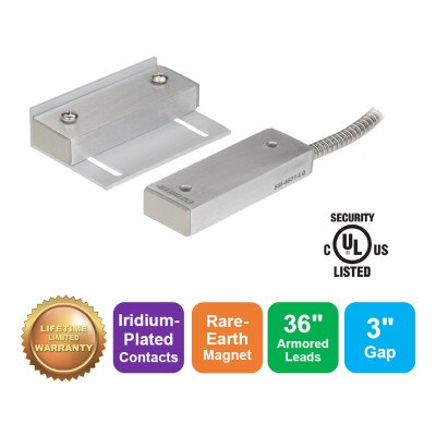Seco-Larm Industrial Wide-Gap Magnetic Contact, 3 In. Gap, Closed Loop, UL Listed