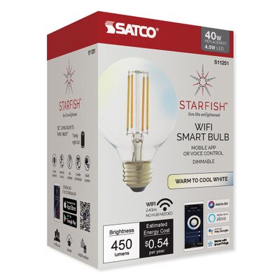 SATCO Starfish Wi-Fi 4.5W LED G25 Tunable White Filament Globe Bulb