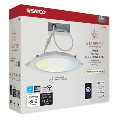 SATCO Starfish Wi-Fi 6 In. LED Tunable & Dimmable White Edge-Lit Remote Driver Downlight