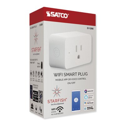 Satco Starfish WiFi Smart Wireless 15 Amp Plug-In Outlet, 15A/SMART-PLUG/SF