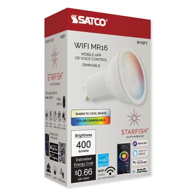 SATCO Starfish Wi-Fi 5.5W LED MR16-GU10 RGW and Tunable White Mini Reflector Lamp