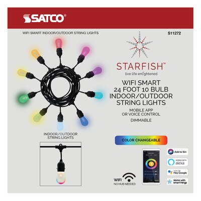 SATCO Starfish 24 Ft. RGBW White 10-Light Indoor-Outdoor String Lights