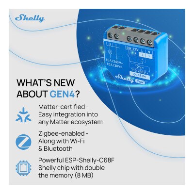 Shelly 1 Gen4 One-Channel Dry Contact Smart Switch