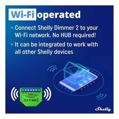 Shelly Wi-Fi Dimmer 2 Smart Relay, No Neutral