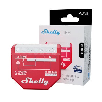 Shelly Wave 1PM US Z-Wave 800 & Z-Wave LR Relay Module with Power Monitoring