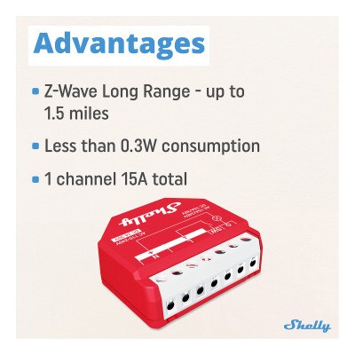 Shelly Wave 1PM US Z-Wave 800 & Z-Wave LR Relay Module with Power Monitoring