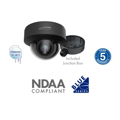 Speco 4MP Flexible Intensifier IP Dome Camera with Analytics and Junction Box, 2.8-12mm Motorized Lens