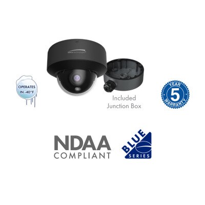 Speco 4MP Flexible Intensifier IP Dome Camera with Analytics and Junction Box, 2.8mm Fixed Lens