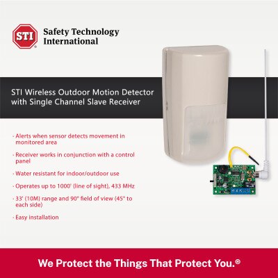 STI Wireless Outdoor Motion Detector with Single Channel Slave Receiver