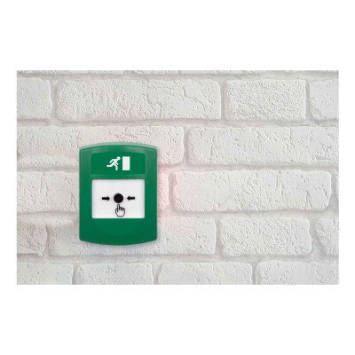STI Global ReSet Indoor Only Key-to-Reset Push Button with Running Man Icon, No Cover, Green