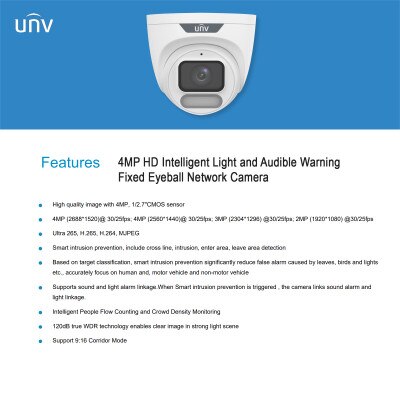 Uniview 4MP ColorHunter with Wise-ISP Fixed Eyeball Network Camera