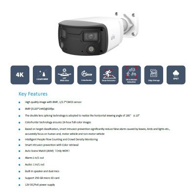 Uniview 8MP ColorHunter Omniview Series Fixed Bullet Network Camera