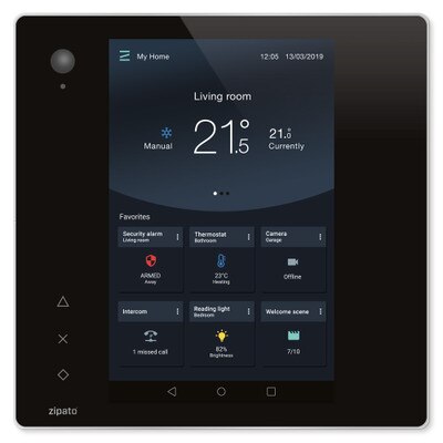 Zipato ZipaTile2 Z-Wave Home Automation Controller, Black Touch Panel with Silver Frame (Open Box)