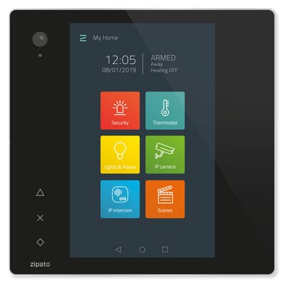 Zipato ZipaTile2 Z-Wave Home Automation Controller, Black Touch Panel with Silver Frame (Open Box)