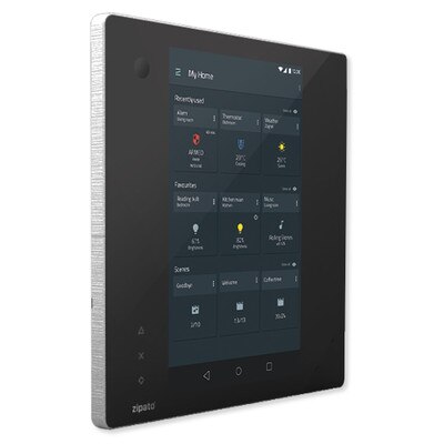 Zipato ZipaTile2 Z-Wave Home Automation Controller, Black Touch Panel with Silver Frame (Open Box)