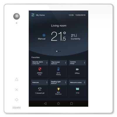 Zipato ZipaTile2 Z-Wave Home Automation Controller, White Touch Panel with Silver Frame (Open Box)