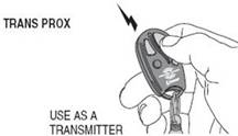 Image example of using Linear MegaCode Block Coded Key Ring Transmitter & Proximity Tag as a ket chain transmitter