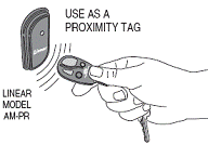  Image of using Linear MegaCode Block Coded Key Ring Transmitter & Proximity Tag as an access controlled proximity tag with Linear Proximity Reader (AM-PR)