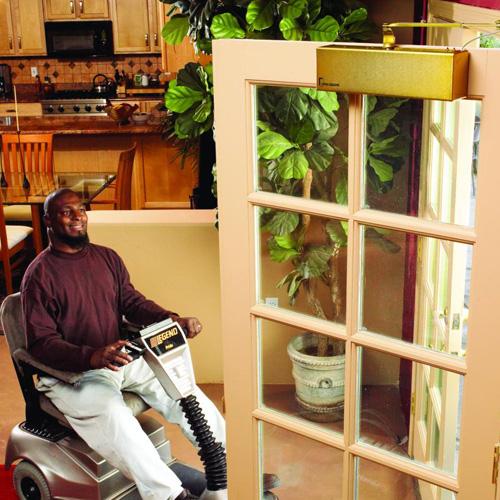 Image of Open Sesame Automatic Door Opener Kit system allows you to lock, open, close and lock your front door - all automatically with a wireless remote control.