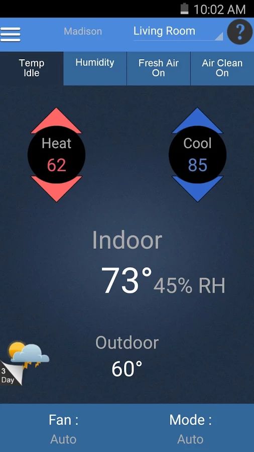 Screenshot of AprilAire App: Adjust Temperature Remotely