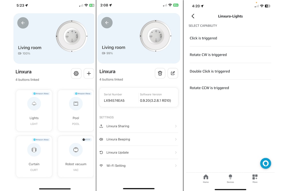 Three images viewing the Linxura App Dashboard