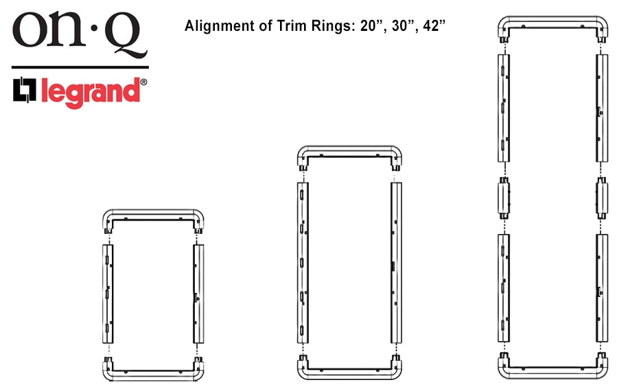 Image showing Alignment of On-Q/Legrand Plastic Enclosure Trim Rings: 20-In, 30-In, 42-In