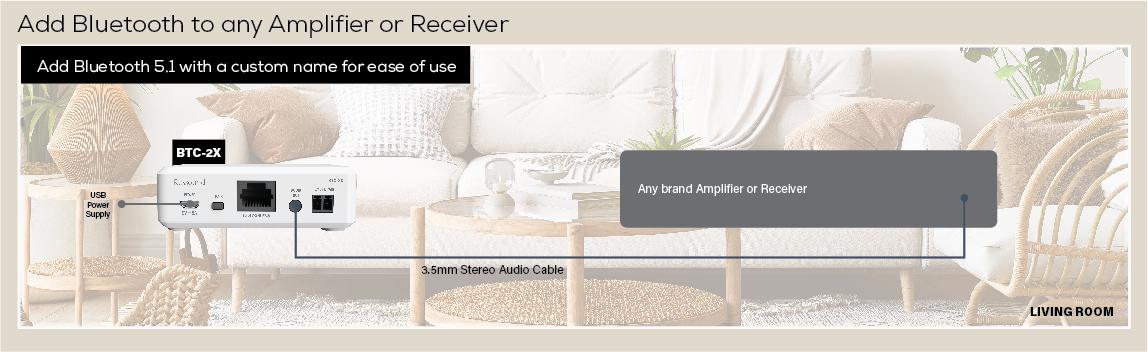 Add Bluetooth to any Amplifier or Receiver: Add Bluetooth 5.1 with a custom name for ease of use.