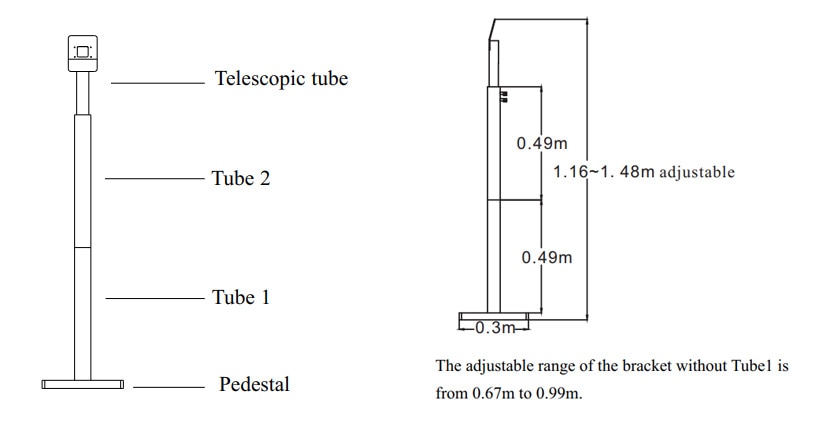 Anatomny & Dimensions of Speco Floor Stand For O2TML
